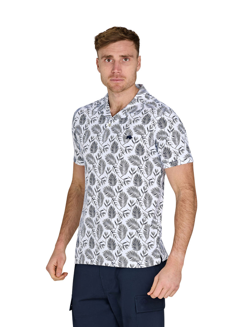 Floral Print Jersey Polo - Navy