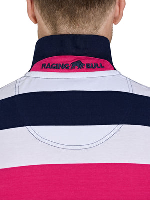Irregular Stripe Jersey Polo - Vivid Pink