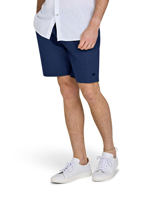 Stretch Waist Linen Short - Navy