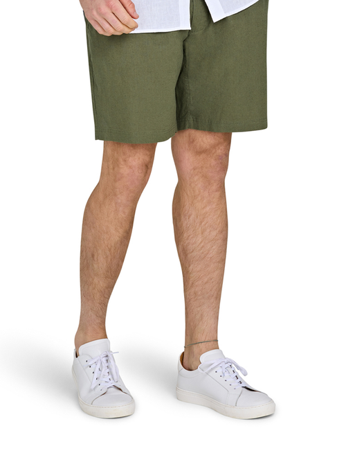 Stretch Waist Linen Short - Olive
