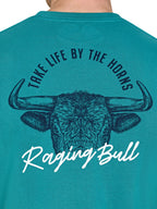 YFC Bull Horns Back Print T-Shirt - Teal