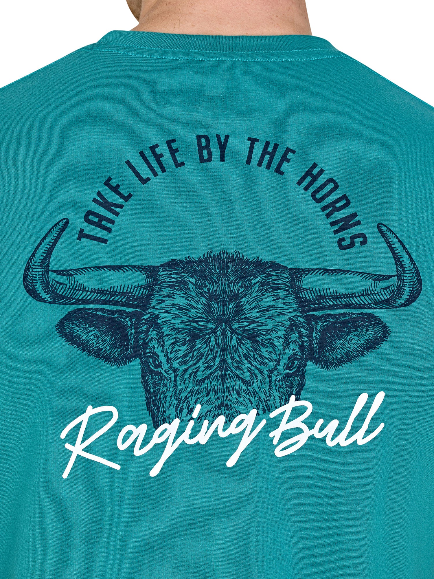 YFC Bull Horns Back Print T-Shirt - Teal