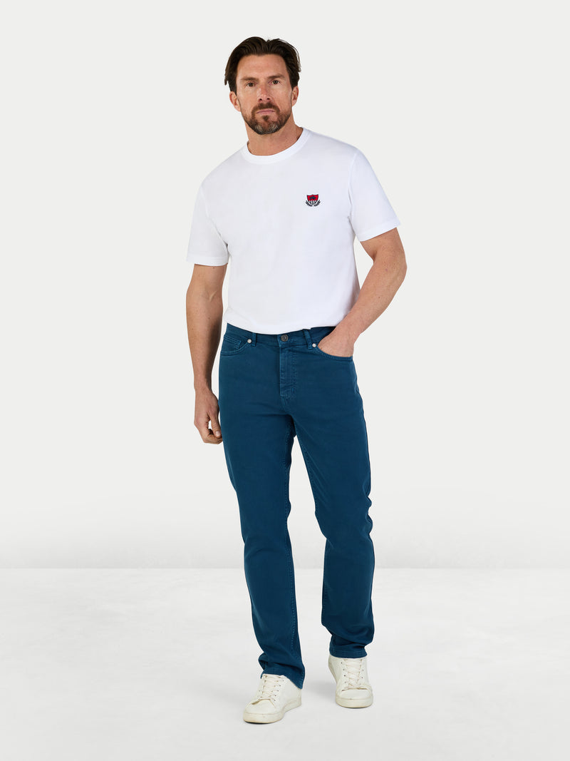 Coloured Denim Stretch Trouser - Mid Blue