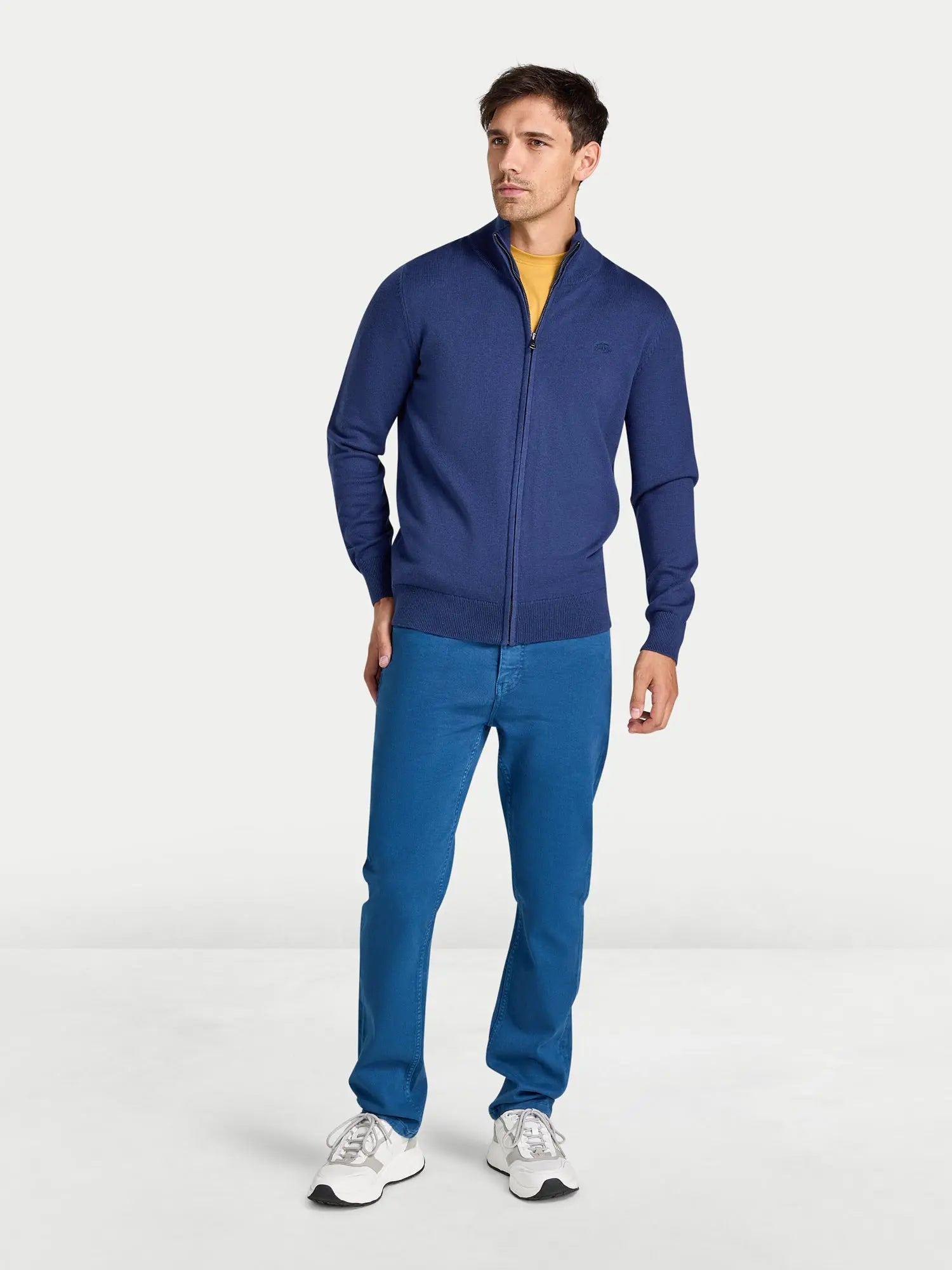 Zip Through Knitted Cardigan - Navy Raging Bull Clothing