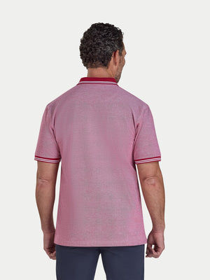 Tipped Collar Two Tone Pique Polo - Berry