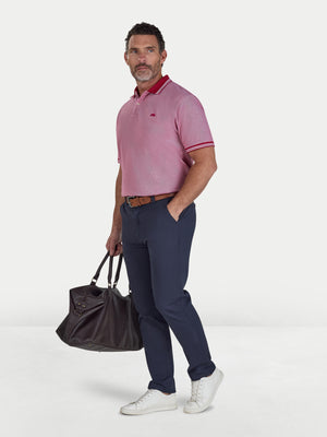 Tipped Collar Two Tone Pique Polo - Berry