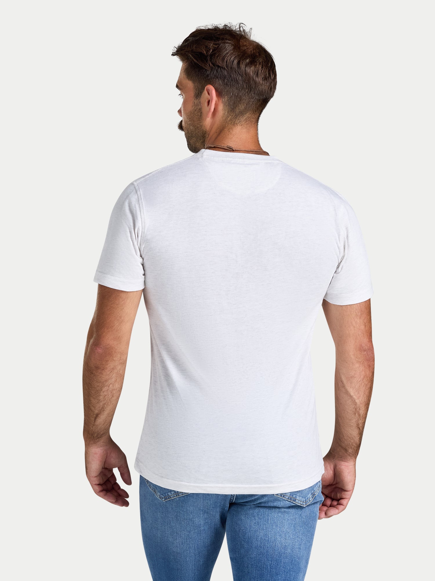 Embroidered Mountains T-Shirt - Ecru Marl