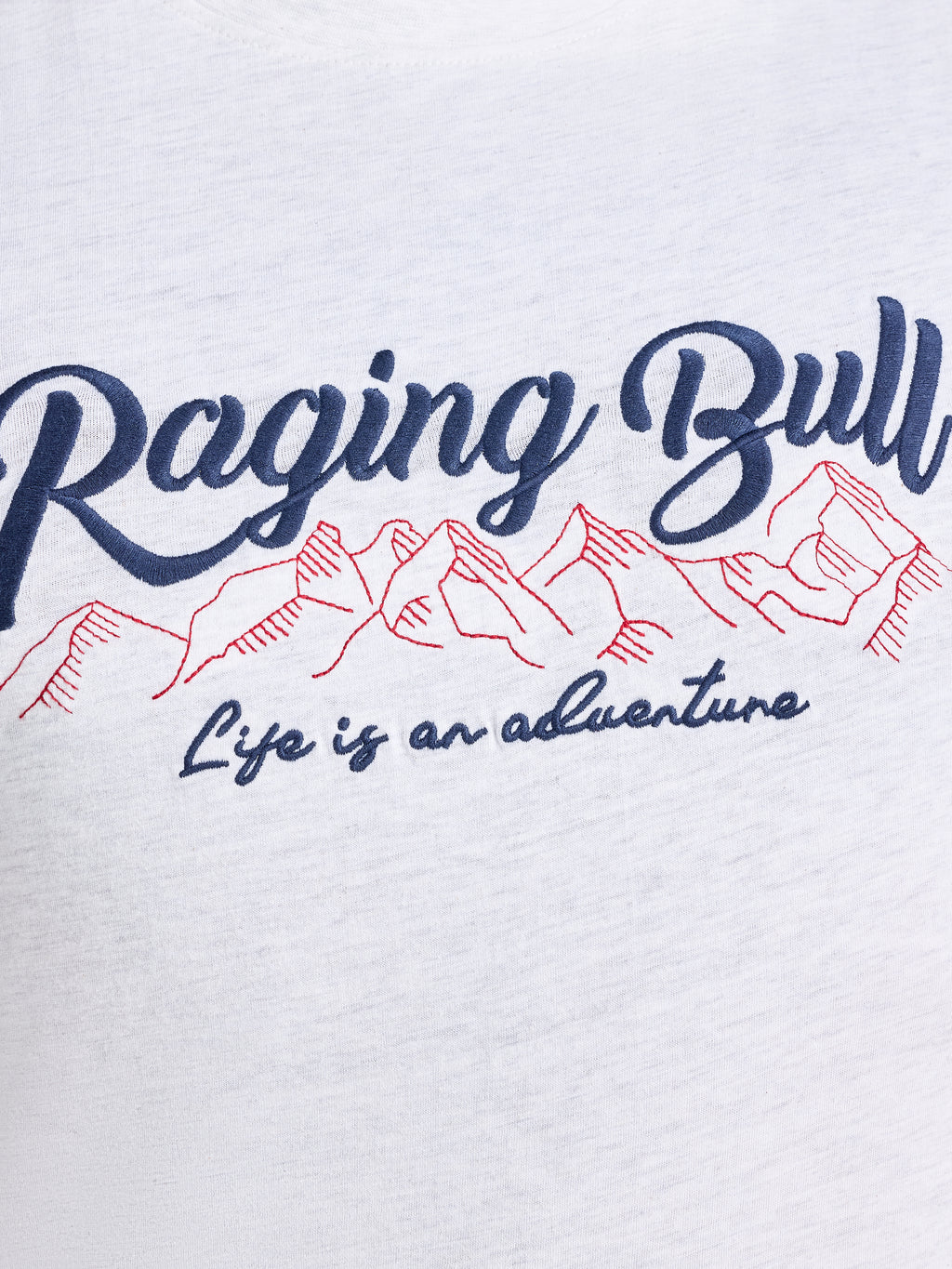 Embroidered Mountains T-Shirt - Ecru Marl