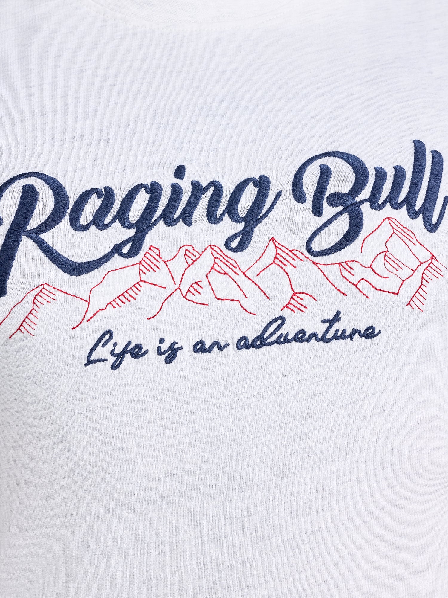 Embroidered Mountains T-Shirt - Ecru Marl
