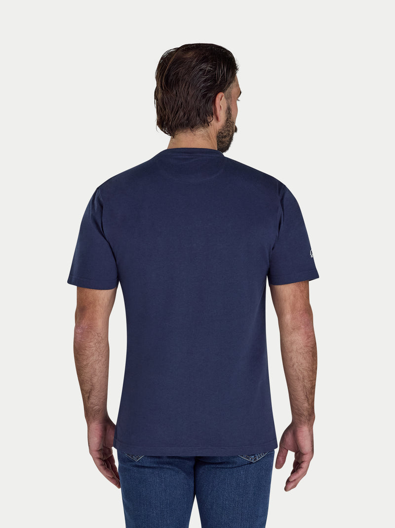 Embroidered Mountains T-Shirt - Navy Marl