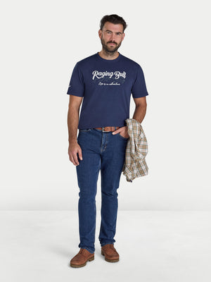 Embroidered Mountains T-Shirt - Navy Marl