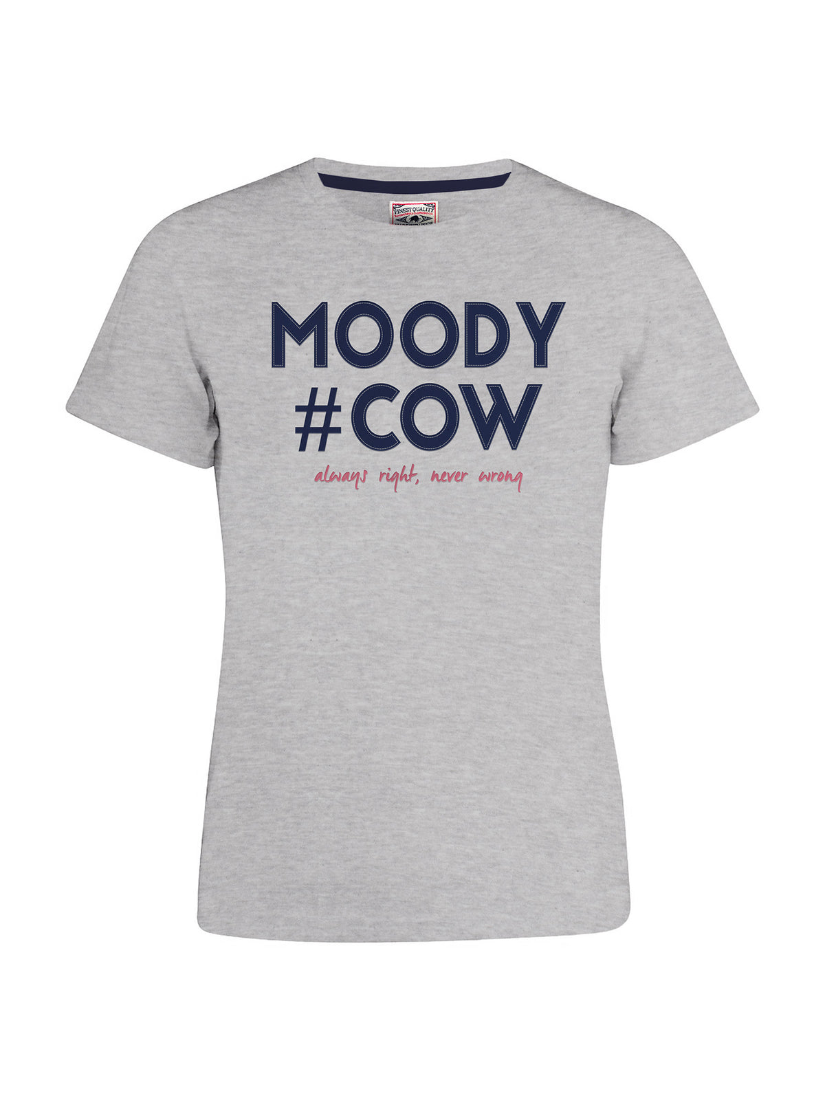 Moody Cow T-Shirt - Grey Marl
