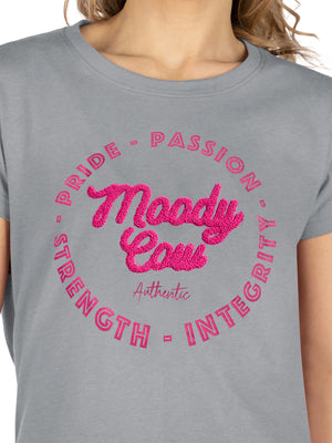 Pride and Passion Moody Cow T-Shirt - Grey Marl