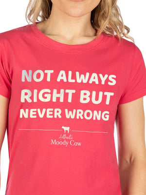 Never Wrong Moody Cow T-Shirt - Pink