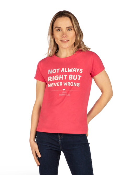 Never Wrong Moody Cow T-Shirt - Pink