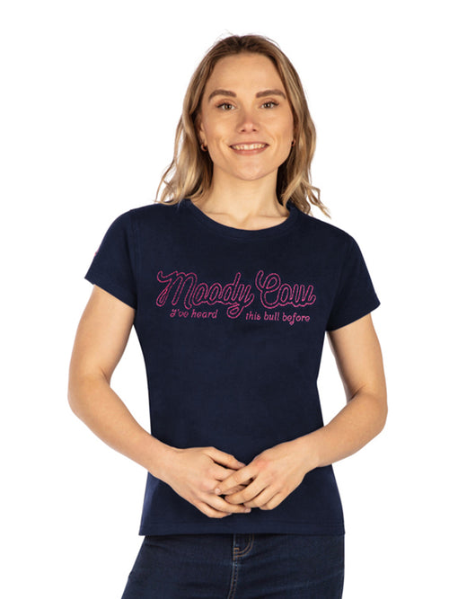 Moody Cow 'Heard This' T-Shirt - Navy