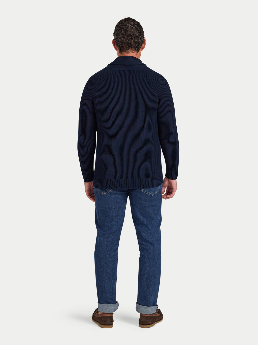 Button Up Shawl Cardigan - Navy