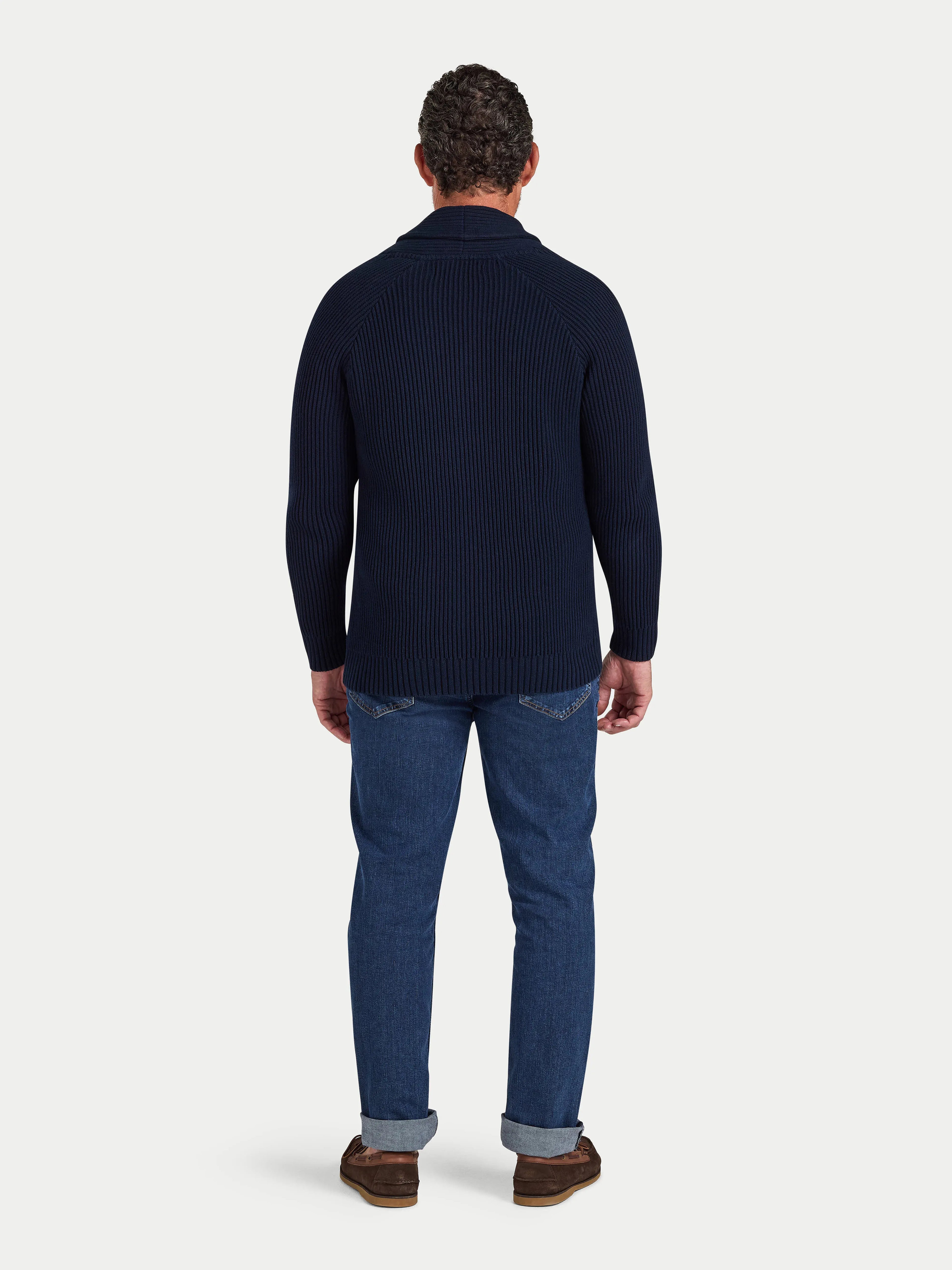 Button Up Shawl Cardigan - Navy