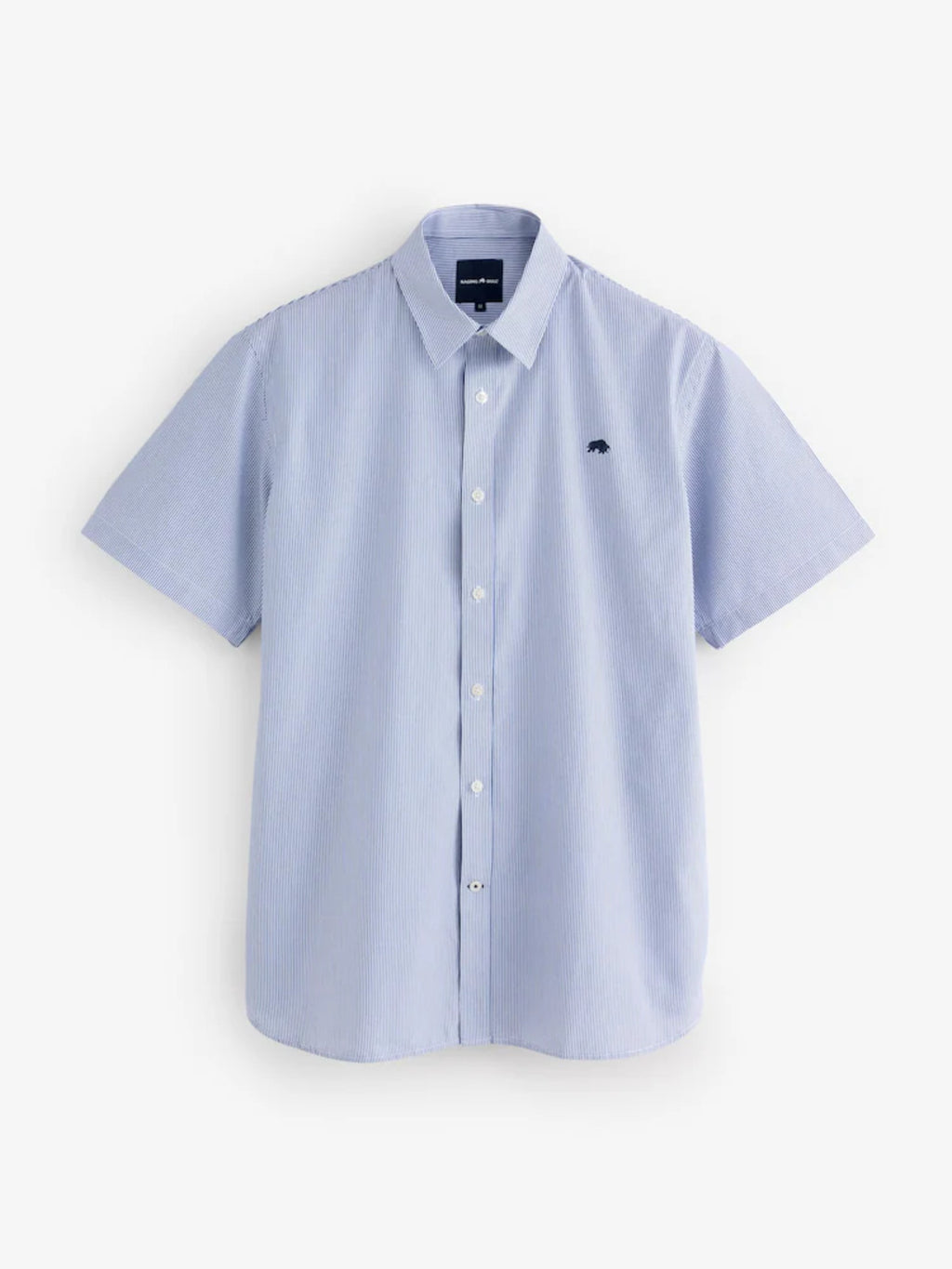 Raging Bull Cadet Stripe Short Sleeve Shirt in Navy, available in sizes S-6XL, layflat front. 