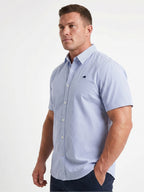 Man wearing Raging Bull Cadet Stripe Short Sleeve Shirt in Navy, available in sizes S-6XL.