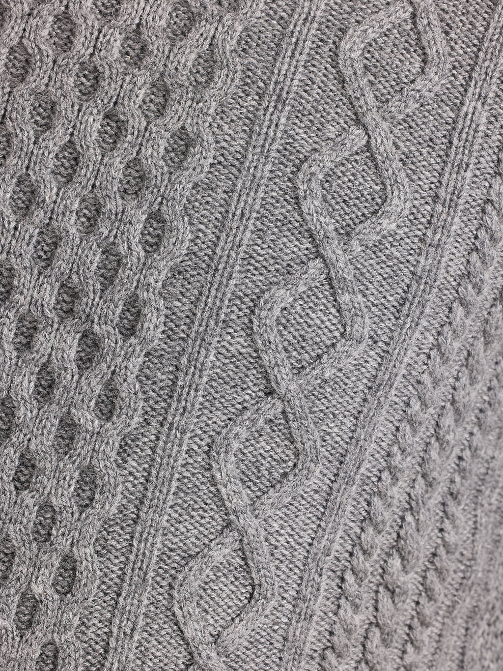 Chunky Cable Crew Neck Knit - Grey Marl