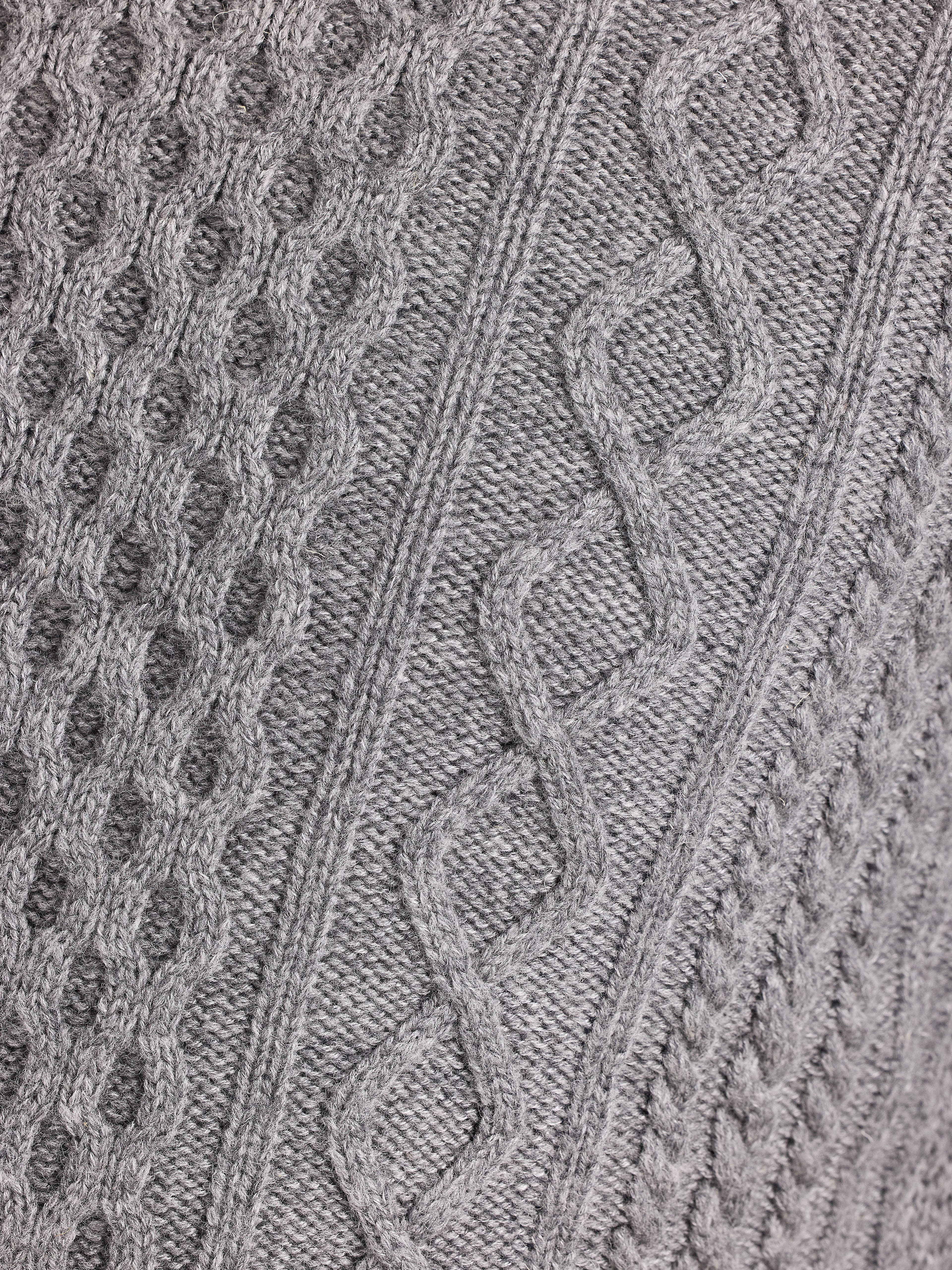 Chunky Cable Crew Neck Knit - Grey Marl