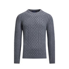 Chunky Cable Crew Neck Knit - Grey Marl