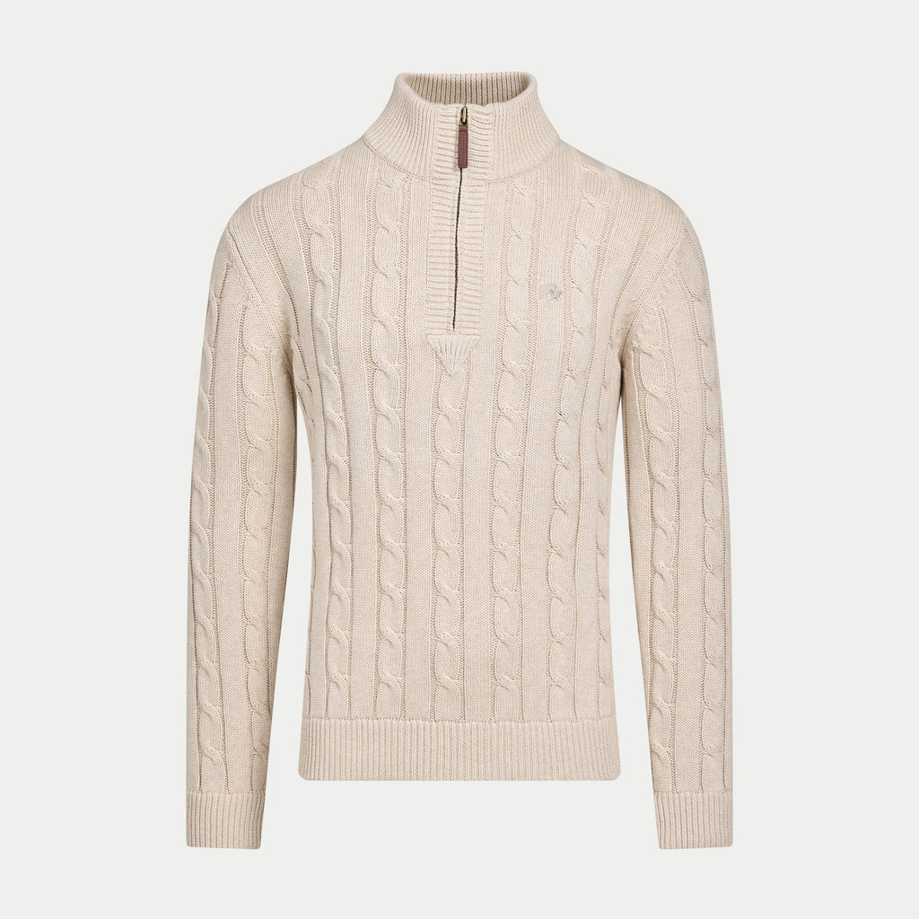 Chunky Cable Quarter Zip Knit - Oatmeal