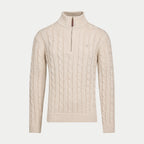 Chunky Cable Quarter Zip Knit - Oatmeal