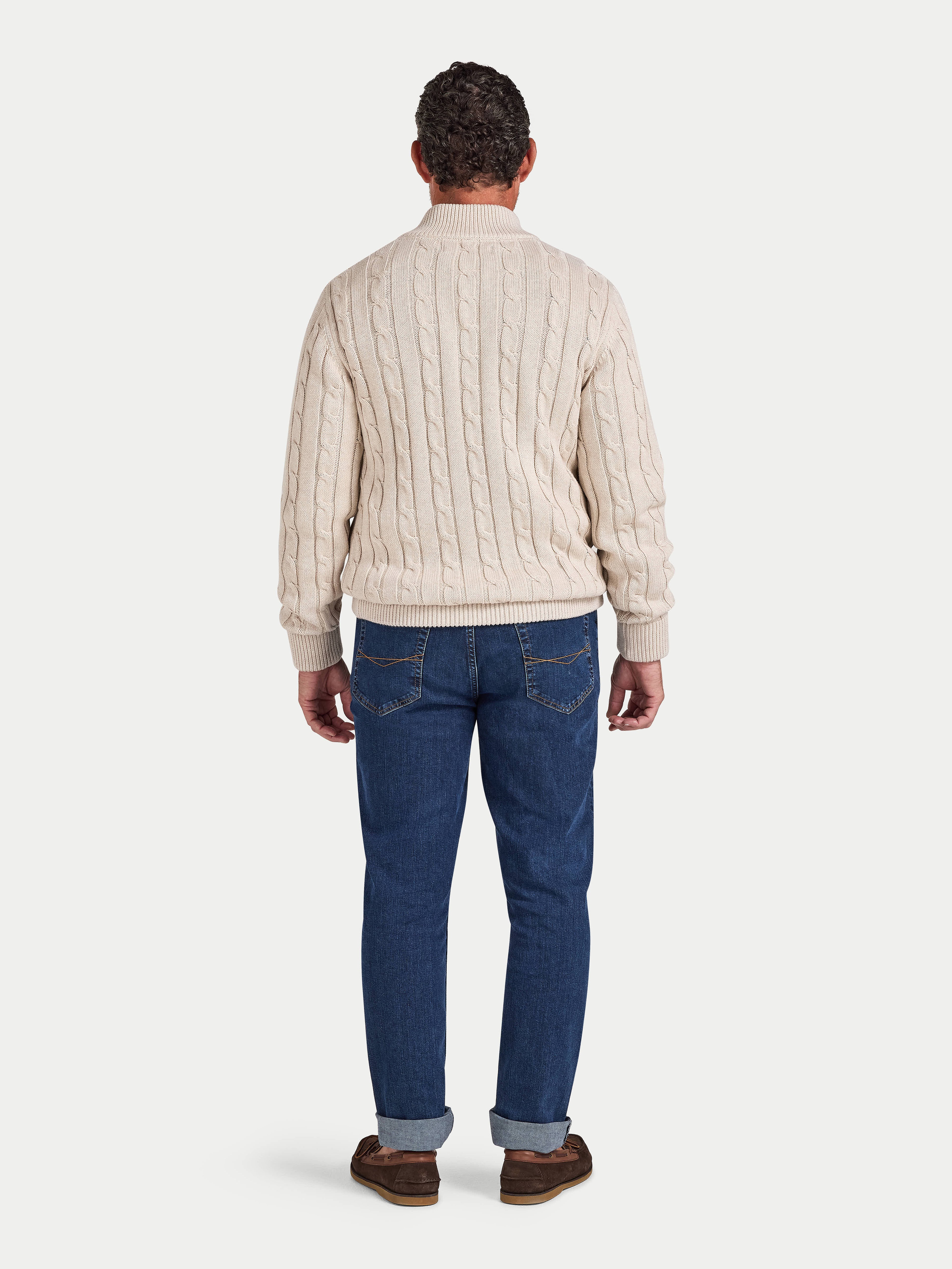 Chunky Cable Quarter Zip Knit - Oatmeal