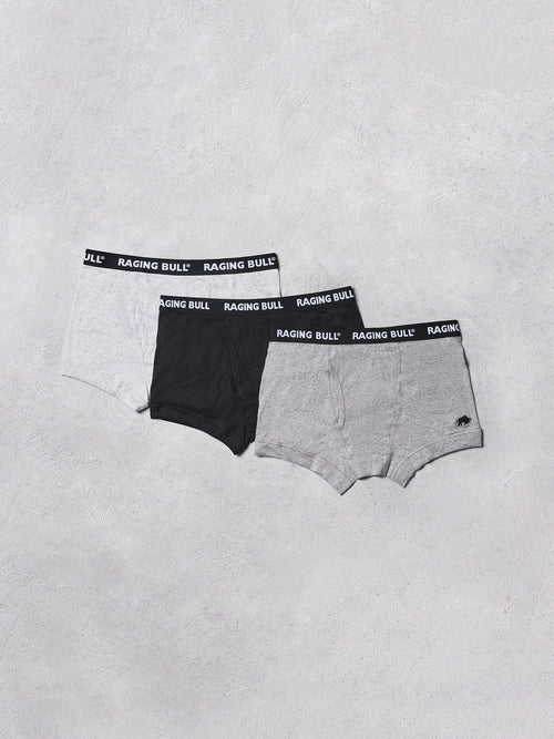 Classic 3 Pack Cotton Boxers - Black/Grey