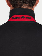 Black jacket with 'Raging Bull' logo on the back against a white background