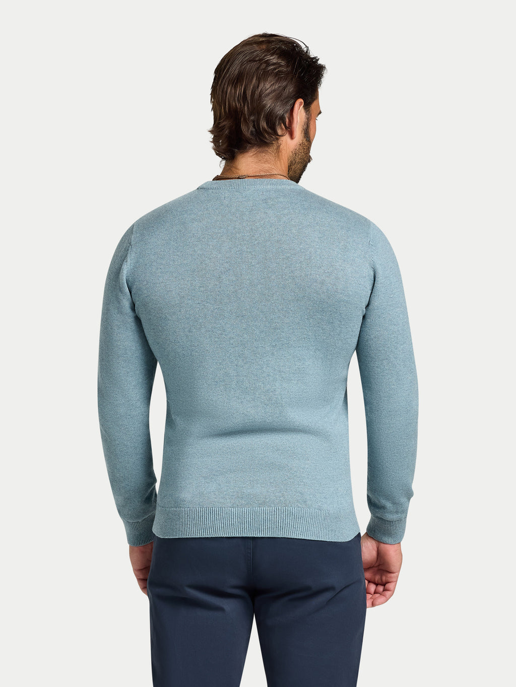 Classic Crew Neck Cotton/Cashmere Knit - Green Marl