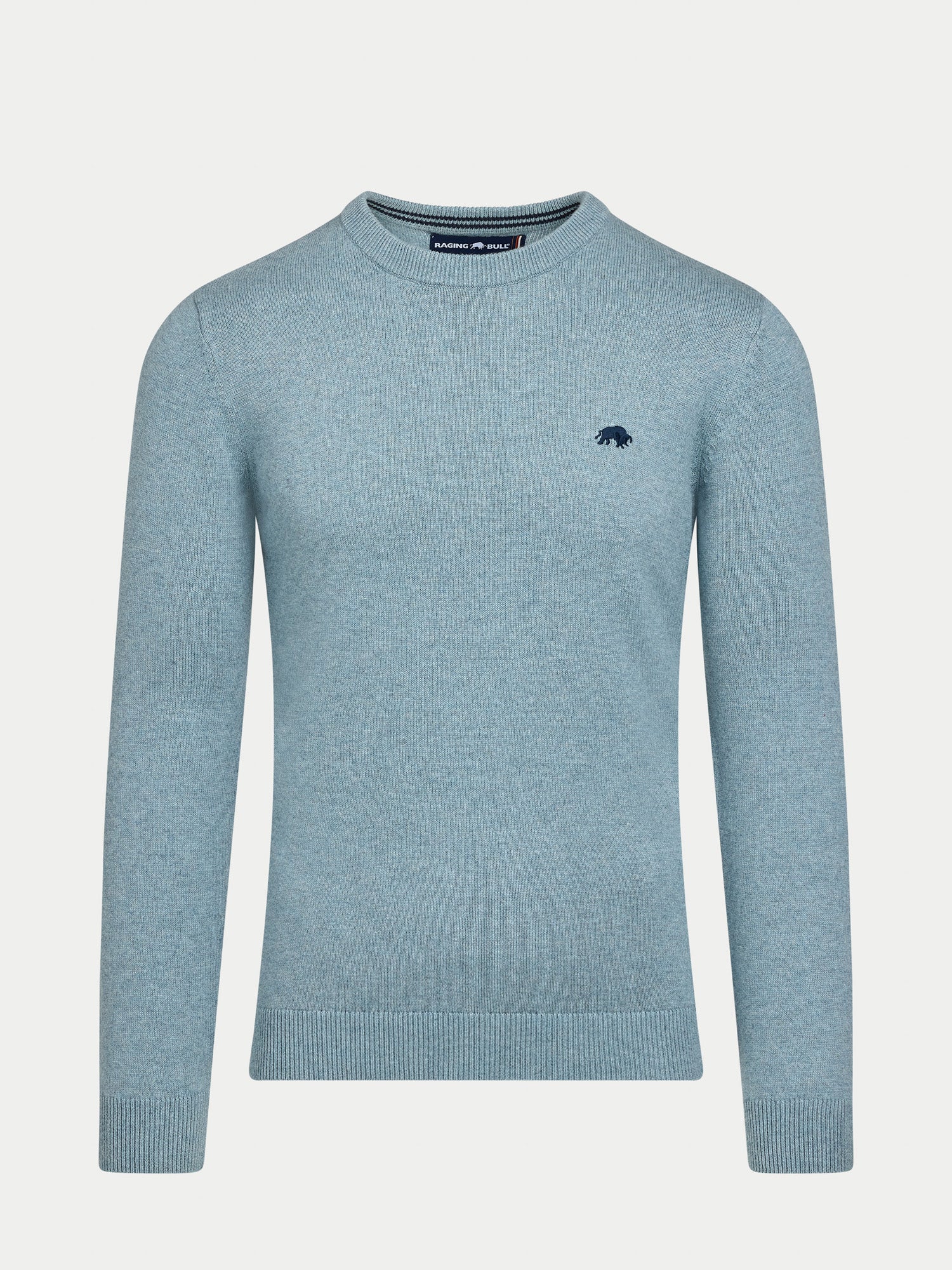 Classic Crew Neck Cotton/Cashmere Knit - Green Marl