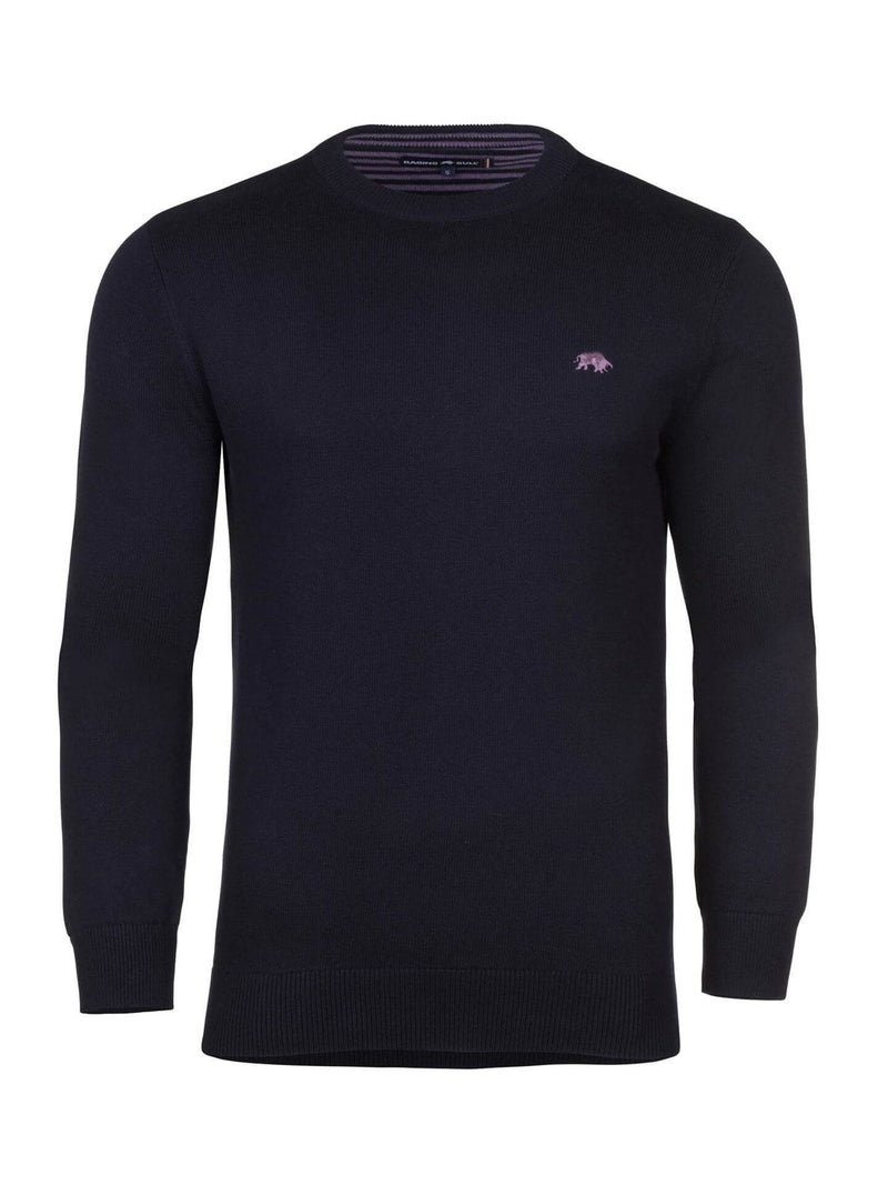 Classic Crew Neck Cotton/Cashmere Knit - Navy