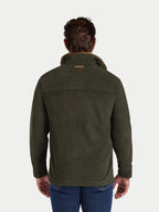 Man wearing a green jacket on a white background