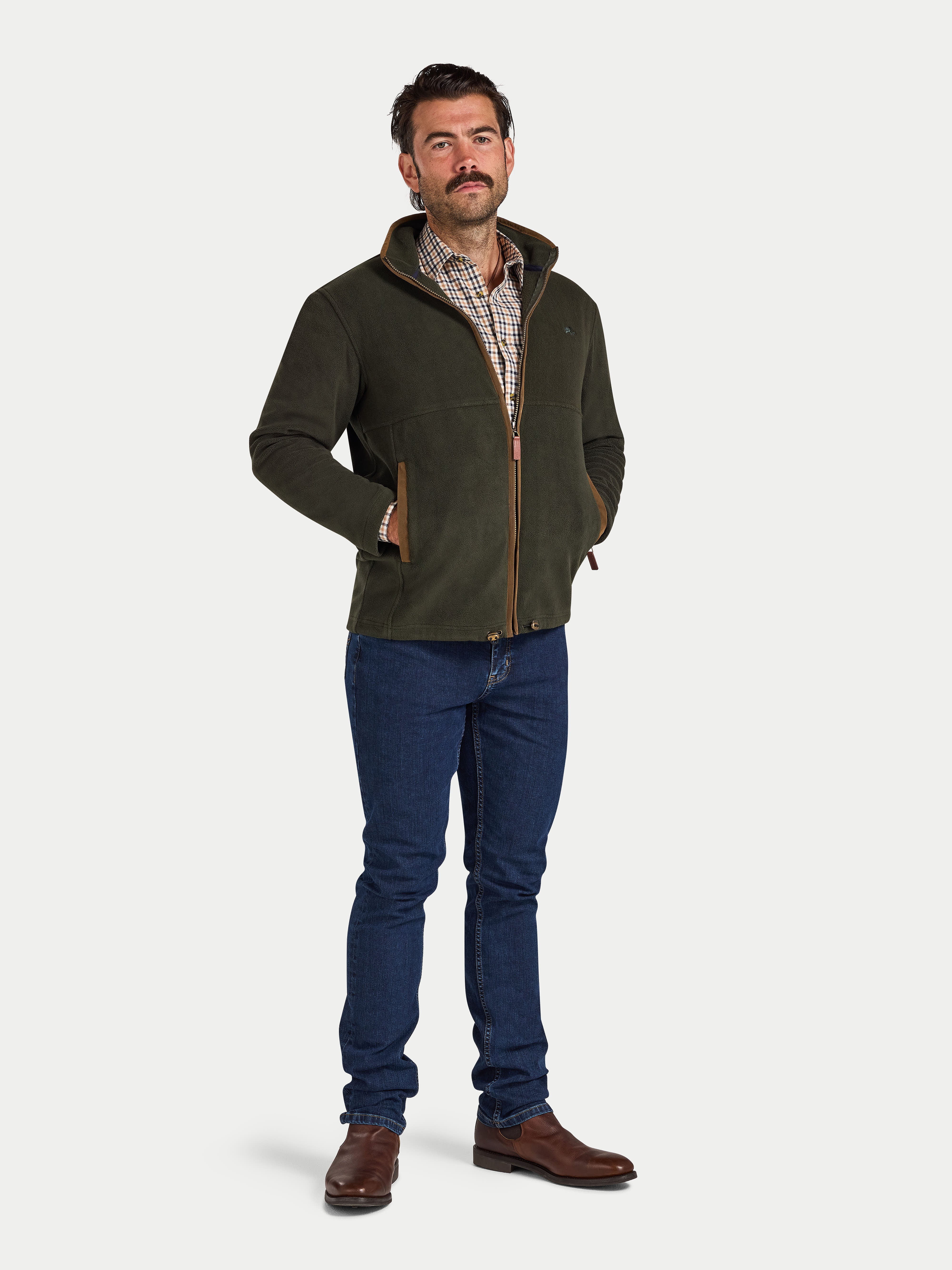 Men's Fleece Zip Through Jacket Forest | Raging Bull – Raging Bull