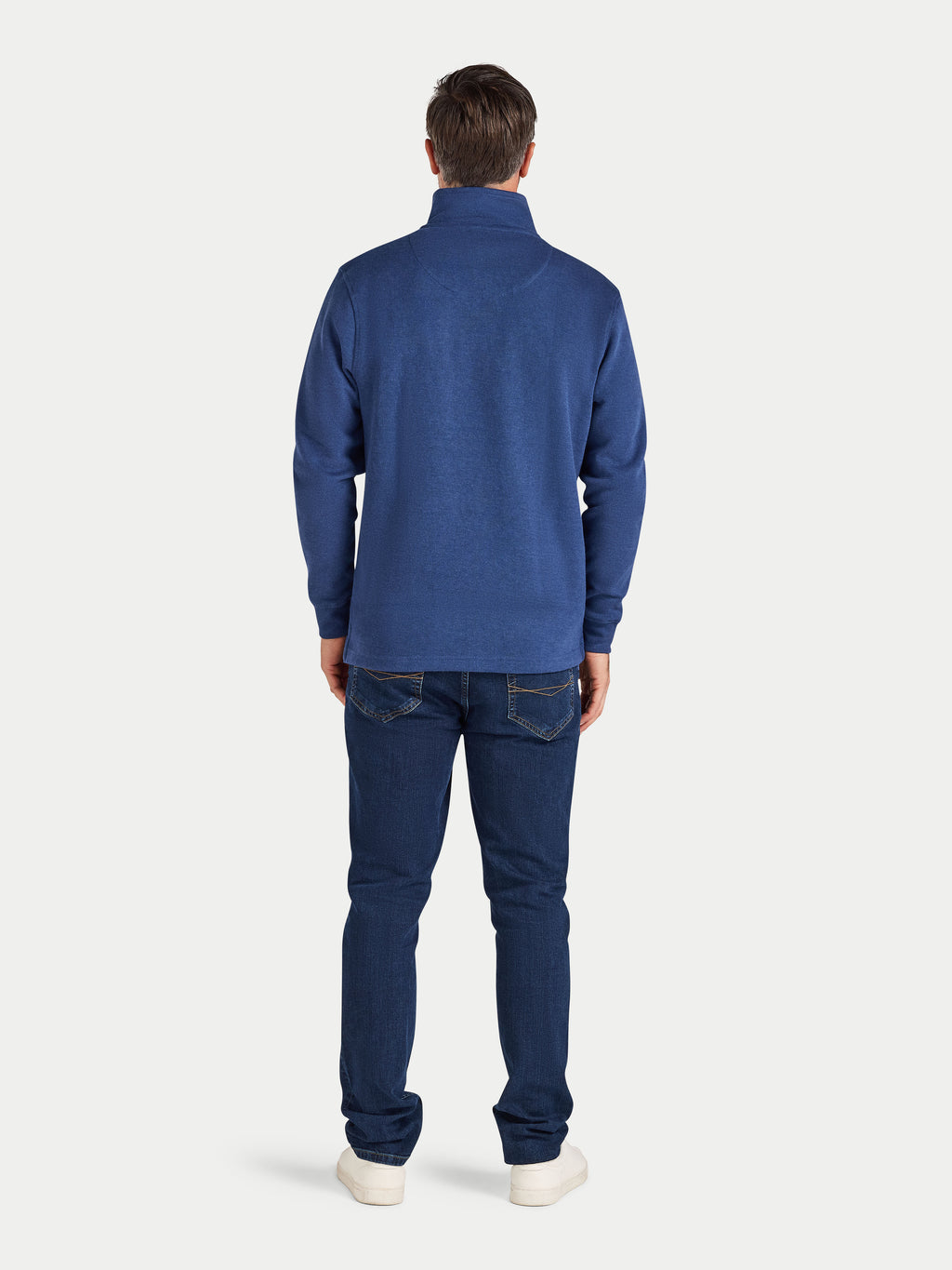 Classic French Rib Quarter Zip Sweat - Denim Blue