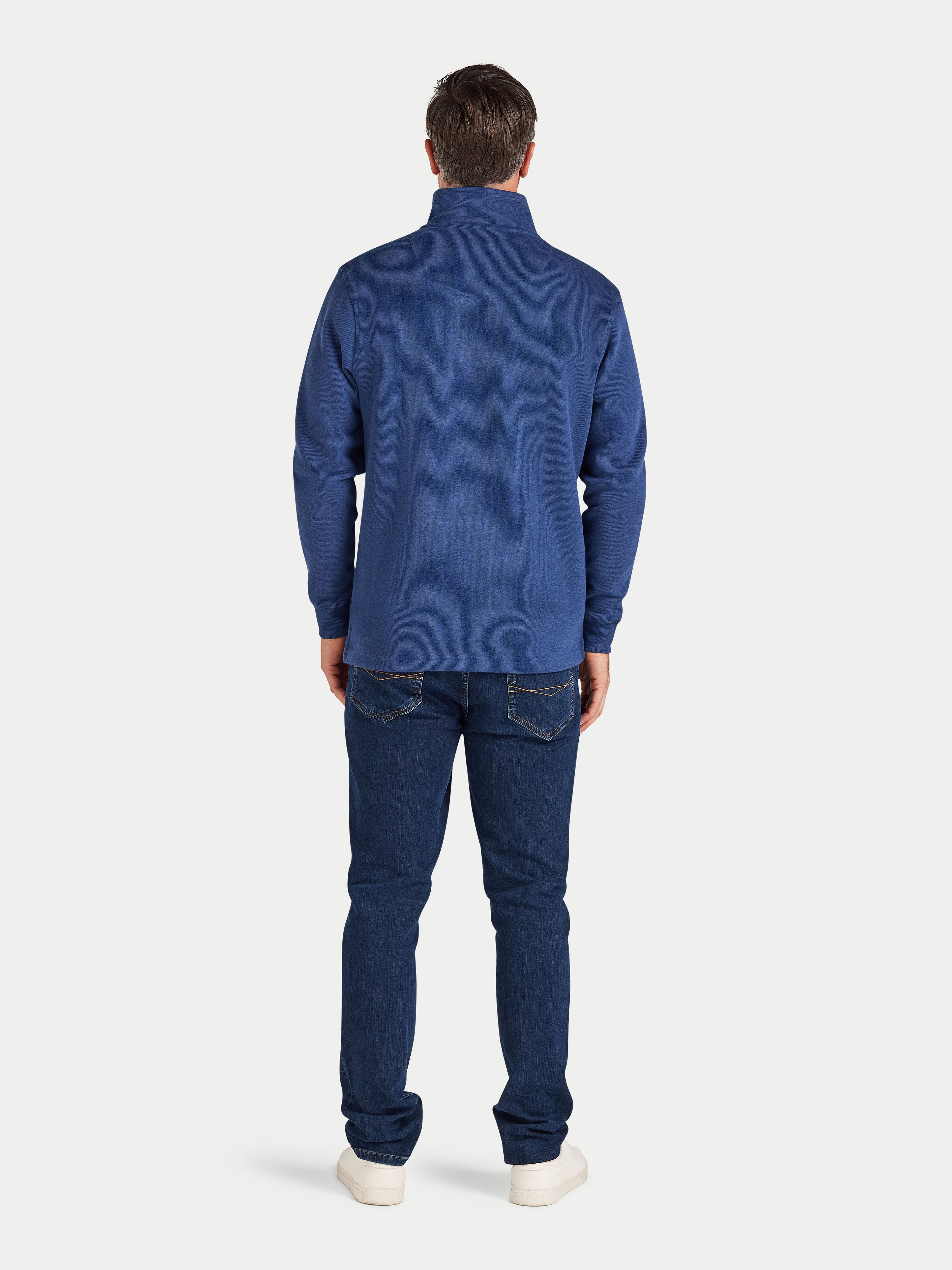 Classic French Rib Quarter Zip Sweat - Denim Blue