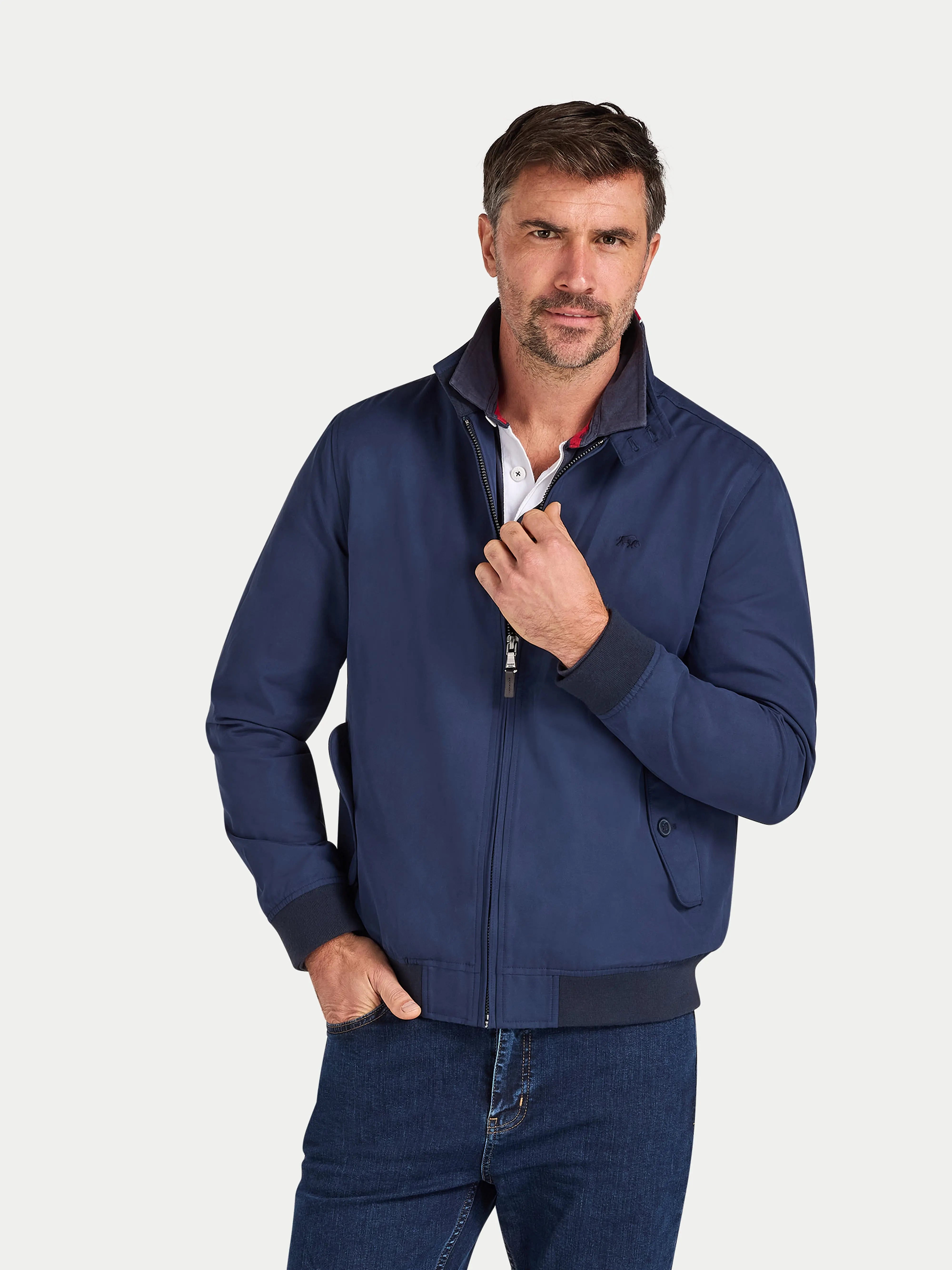 Men's Classic Harrington Jacket in Navy | Raging Bull Clothing