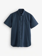 Classic linen short sleeve shirt on white background