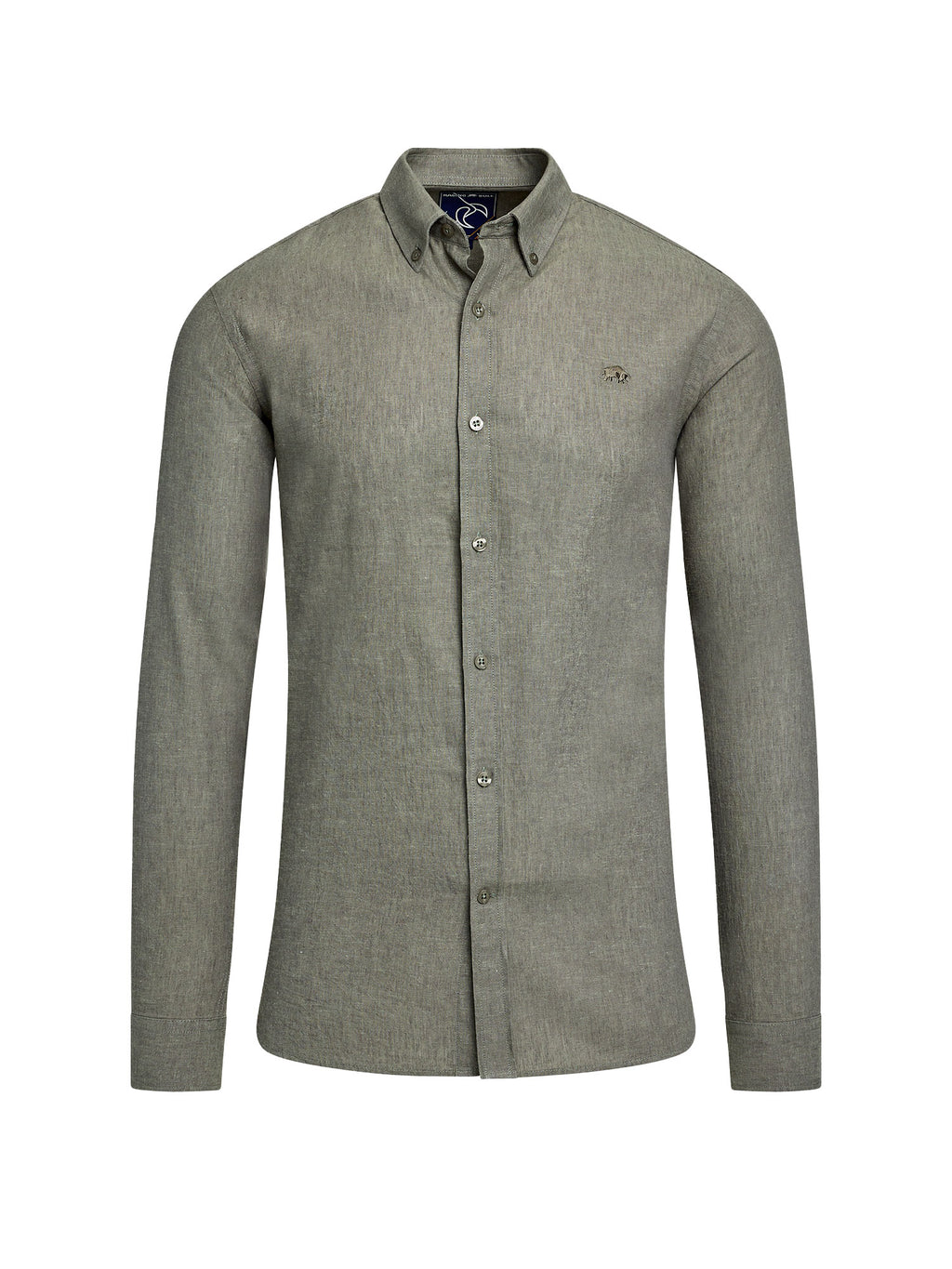 Raging Bull Classic Linen Long Sleeve Shirt in Olive, available in sizes S-6XL