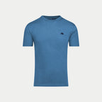 Raging Bull Classic Organic T-Shirt in denim blue, lay flat front. 