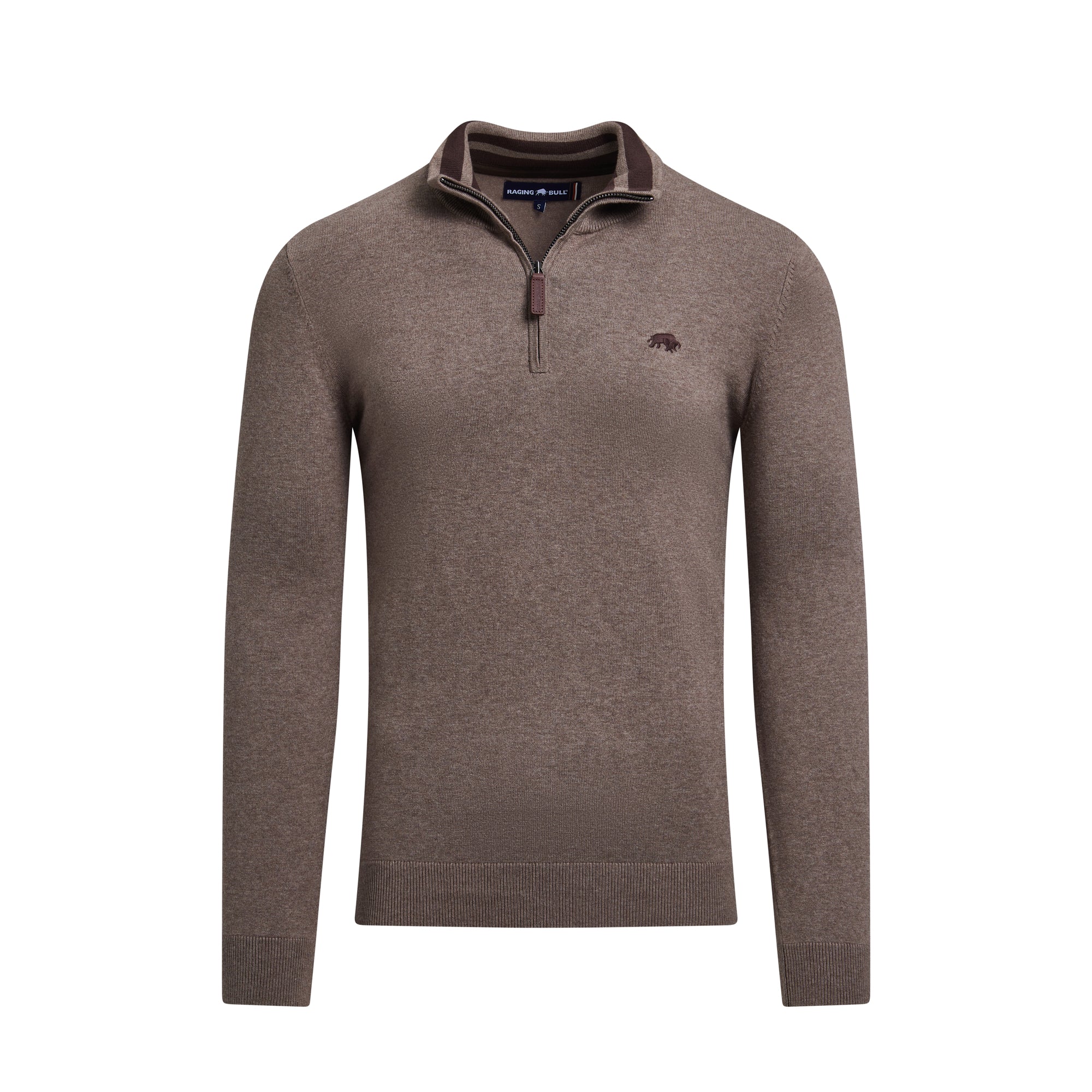 Brown sweater with a collar on a white background