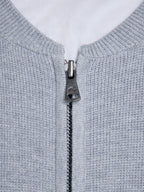 Knitted Baseball Cardigan - Grey Marl