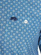 Long Sleeve Diamond Pattern Shirt - Denim Blue