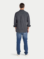 Long Sleeve Brushed Two Tone Bold Herringbone Shirt  - Charcoal