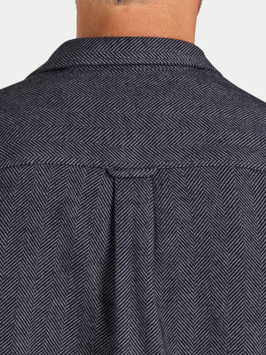 Long Sleeve Brushed Two Tone Bold Herringbone Shirt  - Charcoal