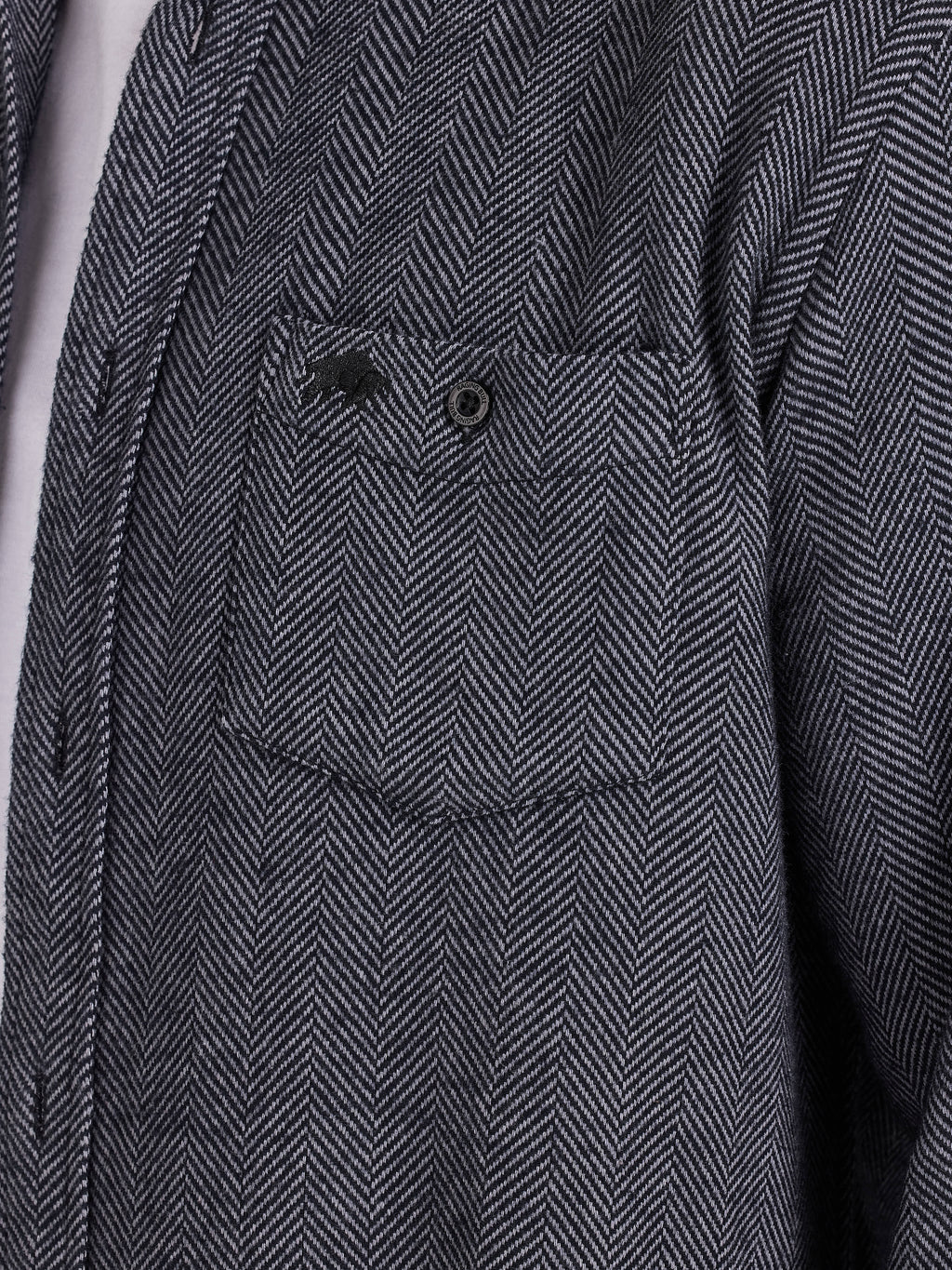 Long Sleeve Brushed Two Tone Bold Herringbone Shirt  - Charcoal