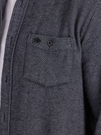 Long Sleeve Brushed Two Tone Bold Herringbone Shirt  - Charcoal
